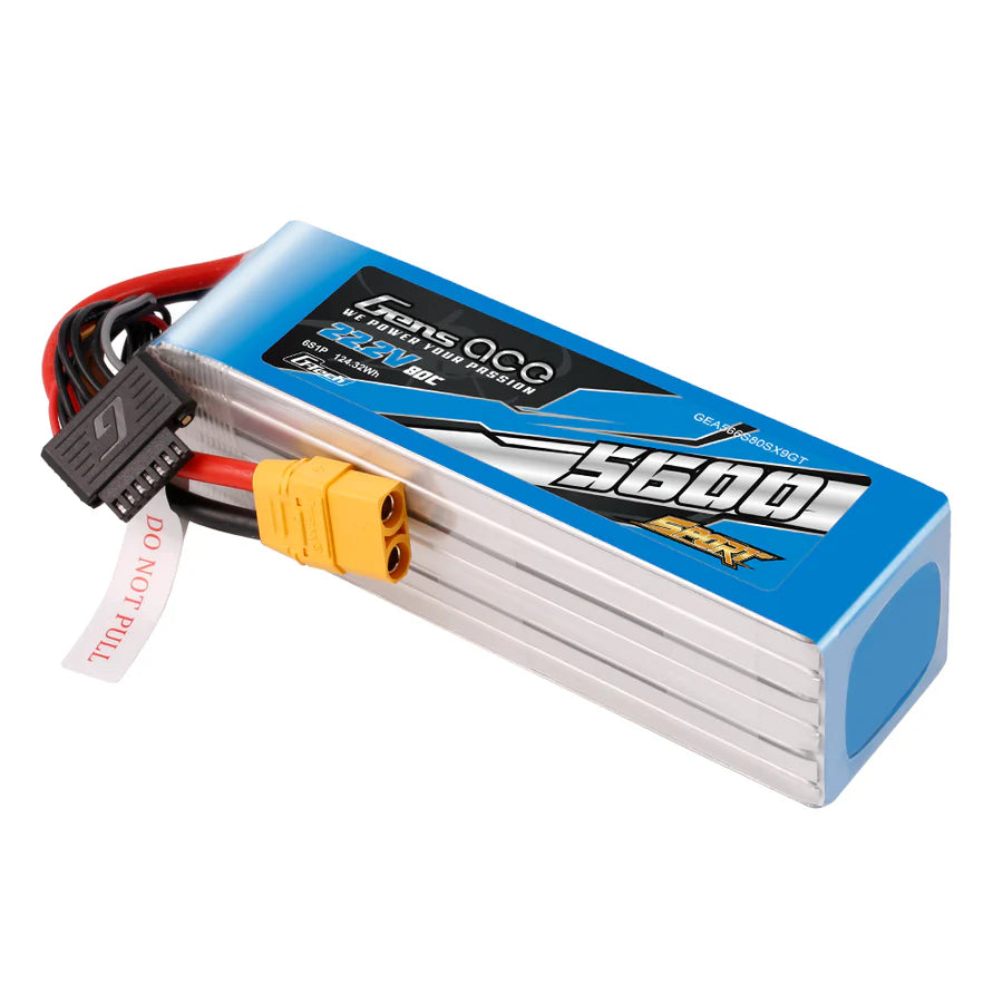 Gens Ace Sport G-Tech 5600mAh 22.2V 80C 6S1P  Lipo  with XT90 Plug (750gr)